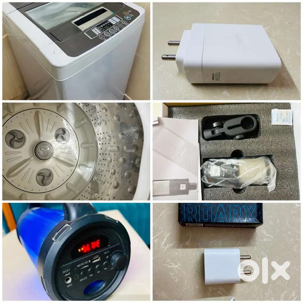 Selling LG Washing Machine, JBL Mic, JVC Speaker, Apple & 1+ Charger.