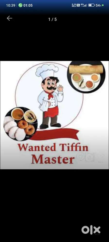 Iwant tiffin and snacks master urgnt required salry depand onthe taste