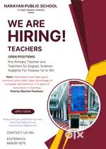 Required teachers English, Mathematics, Science, Music .