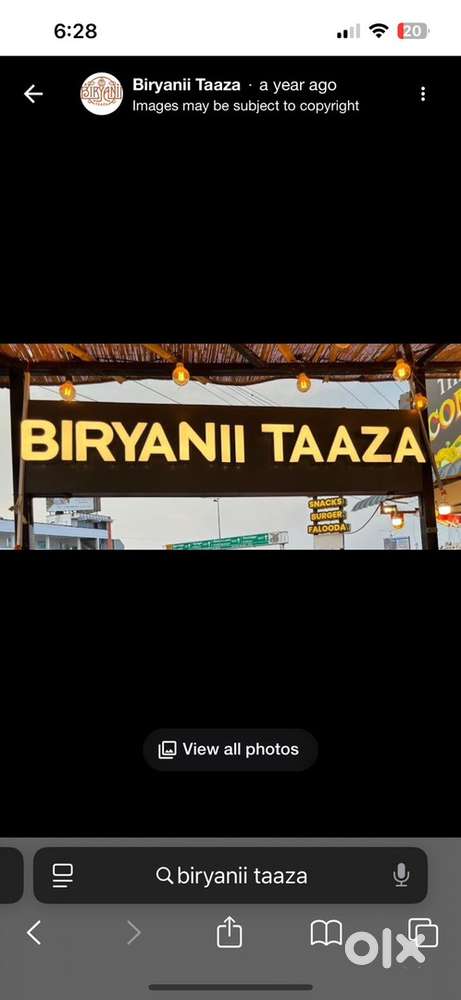 Fully furnished Biryani restaurant for sale