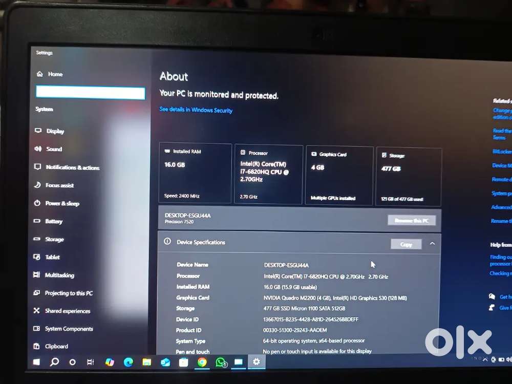 Dell laptop, precision 7520, laptop