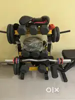 Home gym bench dumbbells plates rod boxing set