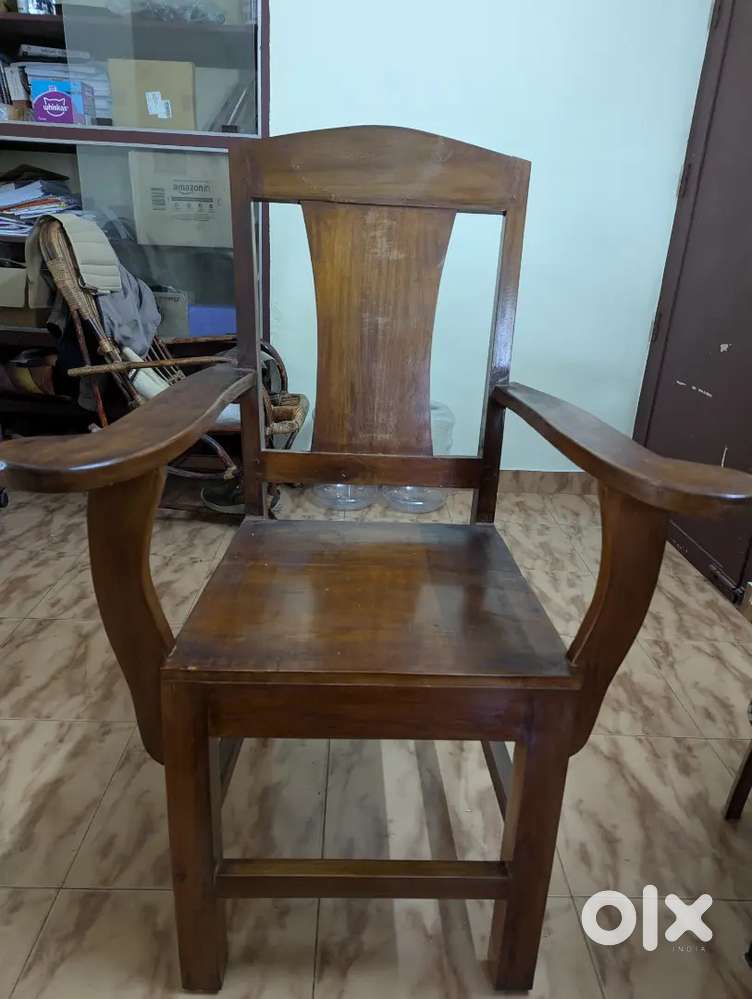 New wooden chair with stool