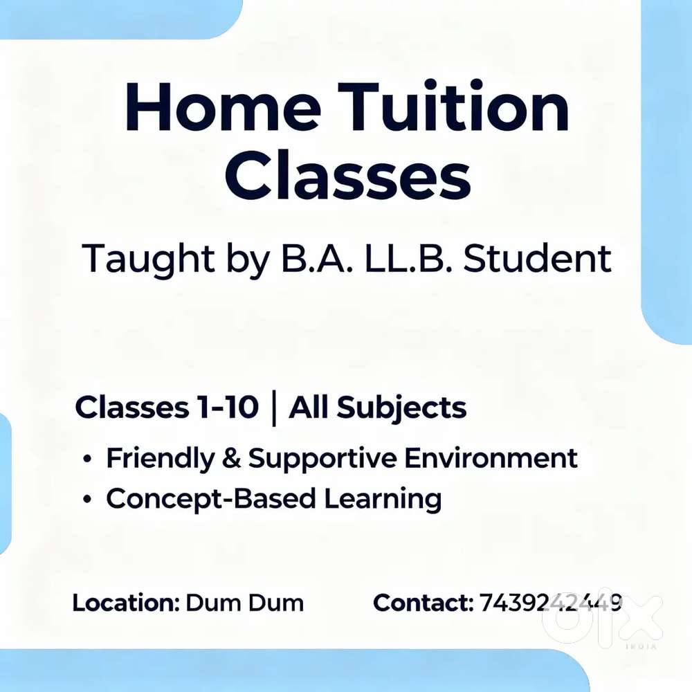 Tution available Class (1-10) all subjects CBSE/WB board