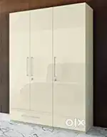 HEKAMI White Gloss Finish 3 doors+1 drawer Wardrobe (Engineered Wood)