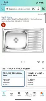 NIRALI BG Original unused Sink Large 36 inches