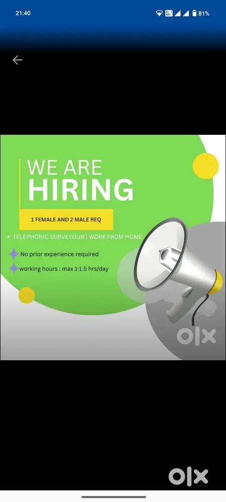 Telephonic Survey  Part time