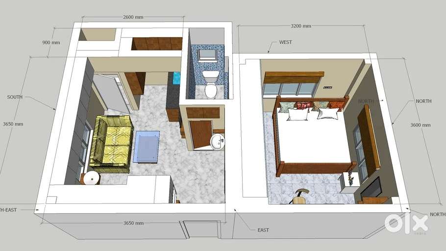 1 Bhk flat with 25 wide road in Tapovan