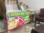 , juice counter, chair tables