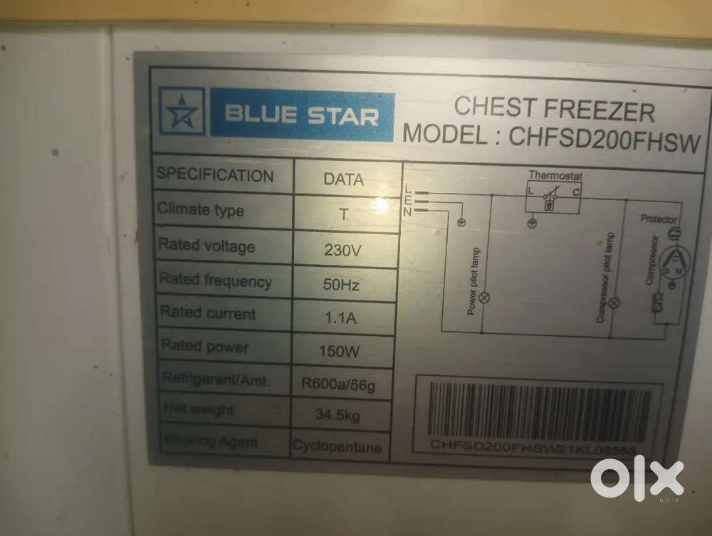 Blue Star 200L Deep Fridge New Condition