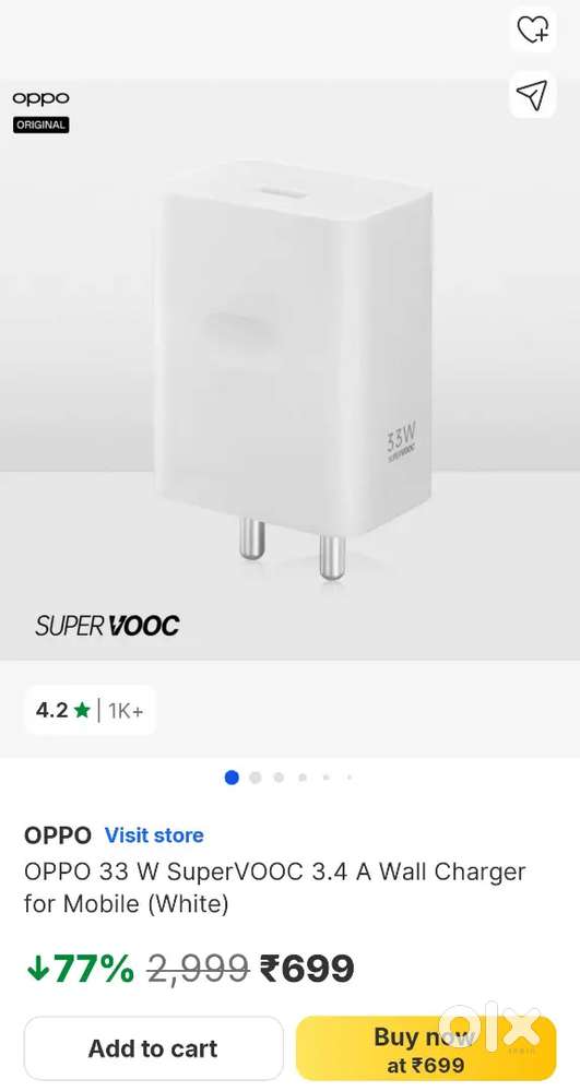 Oppo 33w supervooc charger with Boat High Quality Data Cable