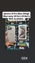 Iphone 15 Pro Max 256gb Natural 3 Month Warnty Bh 98%*Exchange Welcome