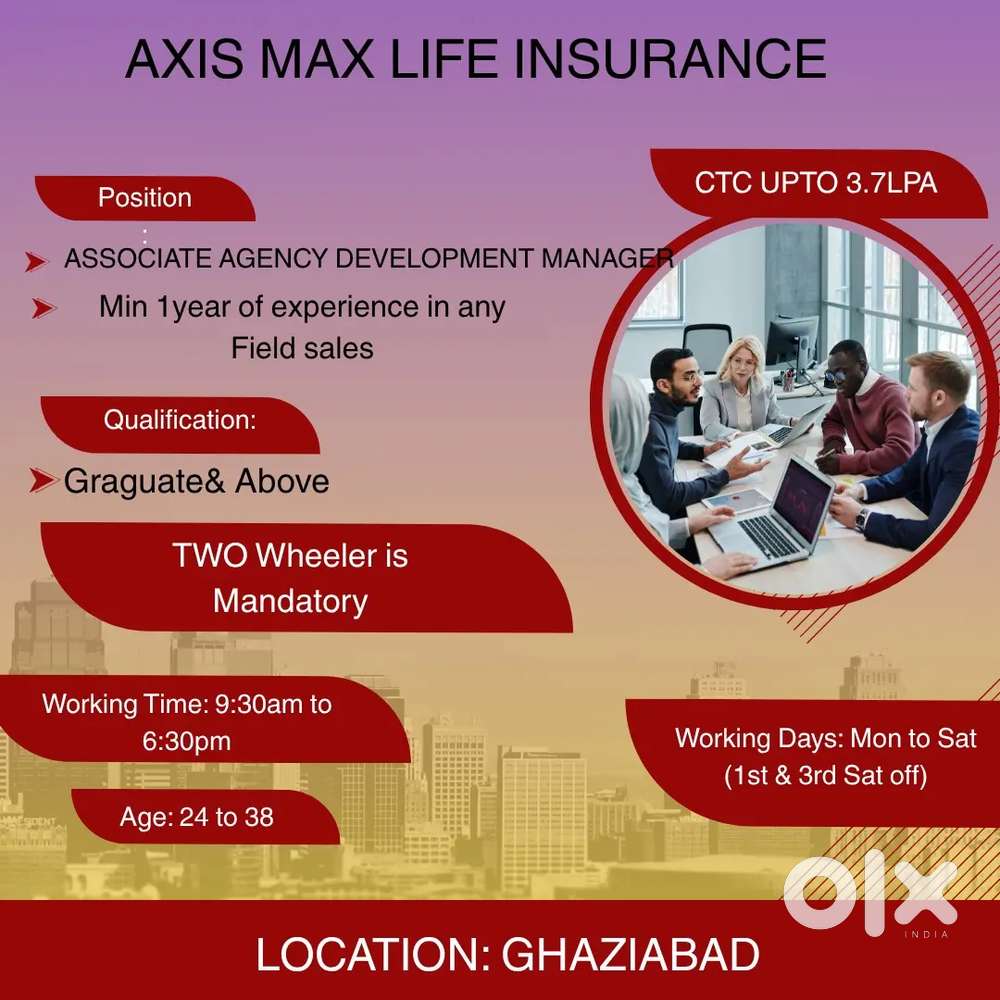Gaziabad/AADM/Min 1yrexp in field sales/ctc upto3.7lpa/Two wheeler/gra