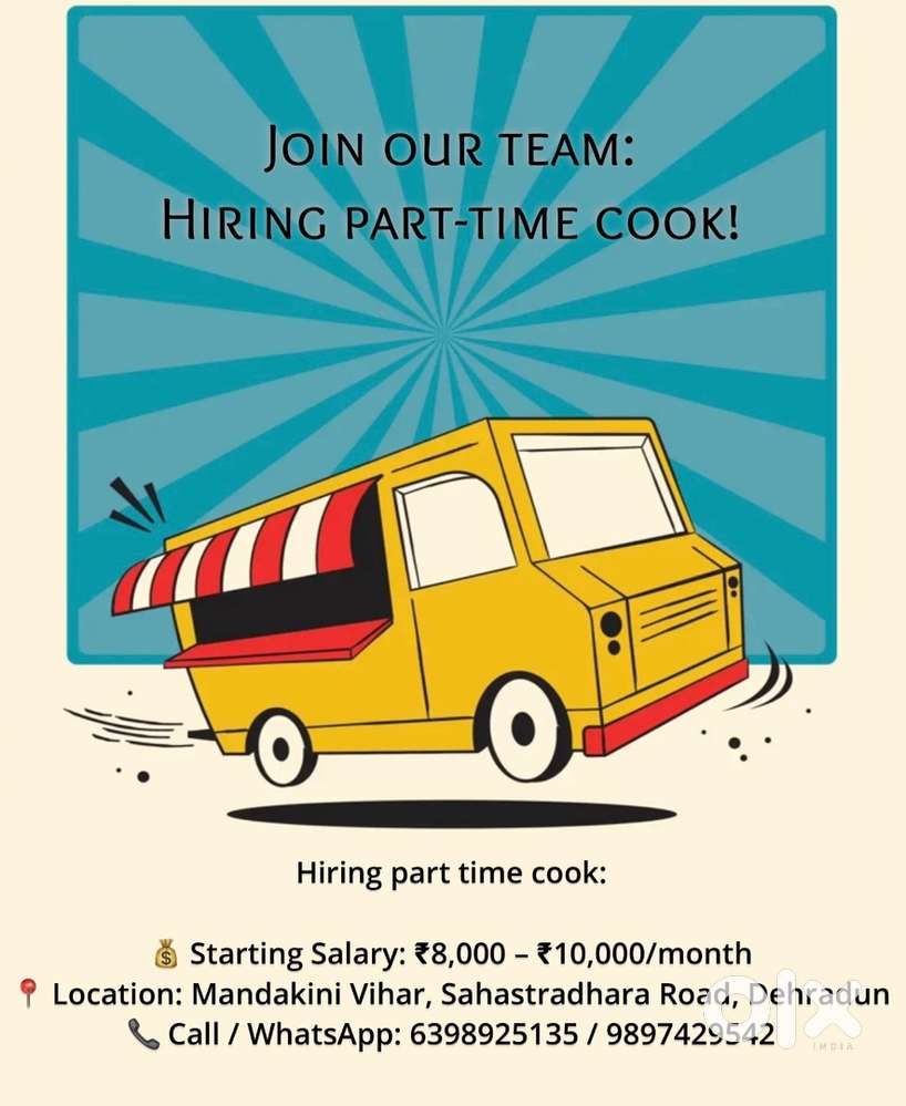 Hiring Part-time cook for food stall