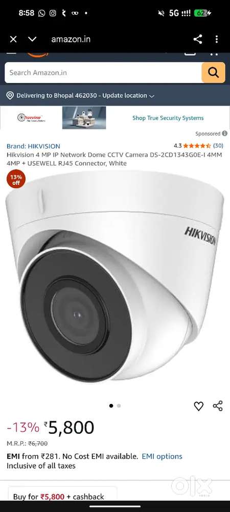 HIKVISION 4 MP IP Network Dome CCTV Camera