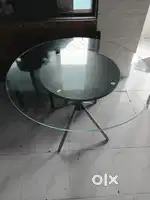 Round Glass Dining table with 4 wooden chairs