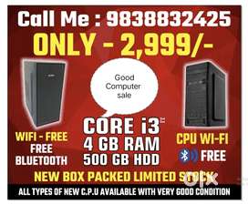 CPU,i3 3rd(G)RAM 4 GB,HDD5️⃣0️⃣0️⃣GB,with wifi pc,or bluetooth