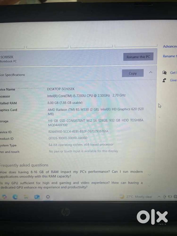 Hp laptop selling