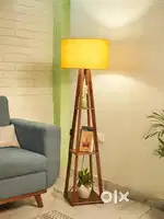 Wooden Floor Lamp With Shelf (NEW)