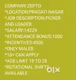 WANTED MALE PICKERS * PRAGATI NAGAR *