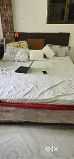 Queen size bed with mattress,dressing table, kids car
