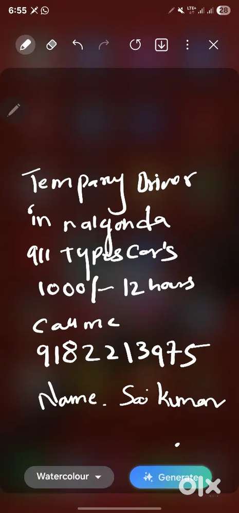 Temporary driver daily base four years experience driver with safe