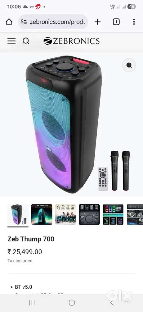 Partt Speaker zebronics 120 watt with waranty  Location At City  Dewas