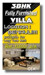 3BHK ROW  VILLA  Fully Furnished in a gated community in Benaulim