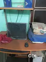 Computer with Table and Printer