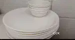 10 White Plates and Bowls Set @800/-,1 big steel patila @ 800/-20 kgs
