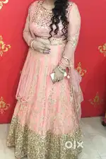 2 piece Peach color sabyasachi themed designed western lehnga dress