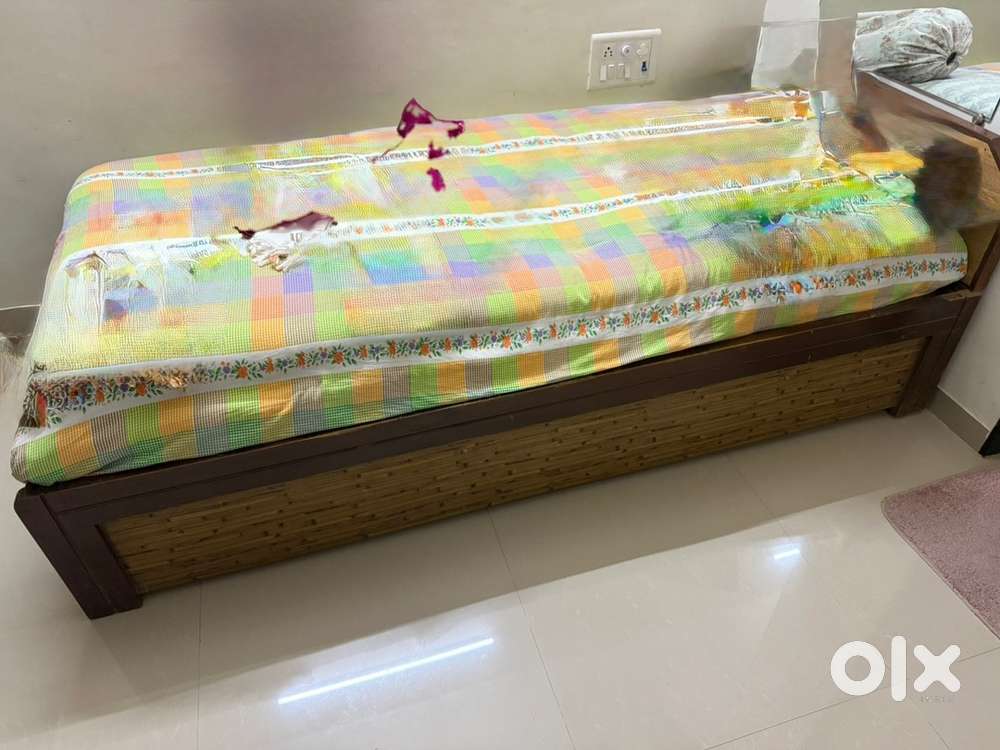 Single bed with mattress and wardrobe double door