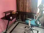 L Shaped Study Table + Chair + Metal Table