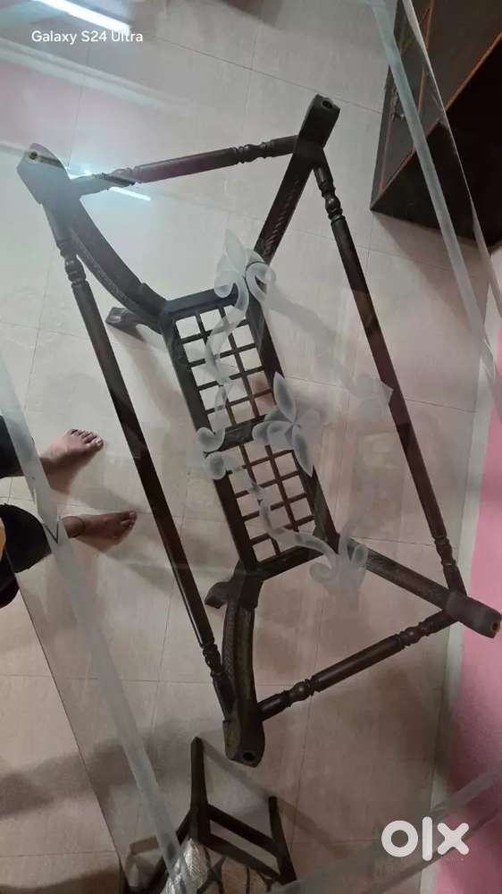 New glass top dining table with six chairs