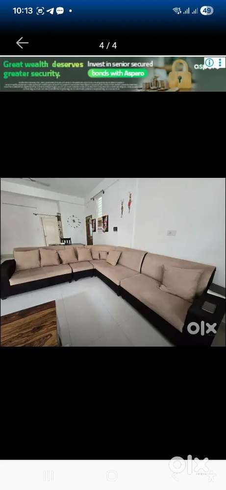 LH sofa, 8 seater and cushions