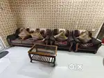 Brown+Grey Combination 3seater+ 1seater+1seater Sofa +tea table