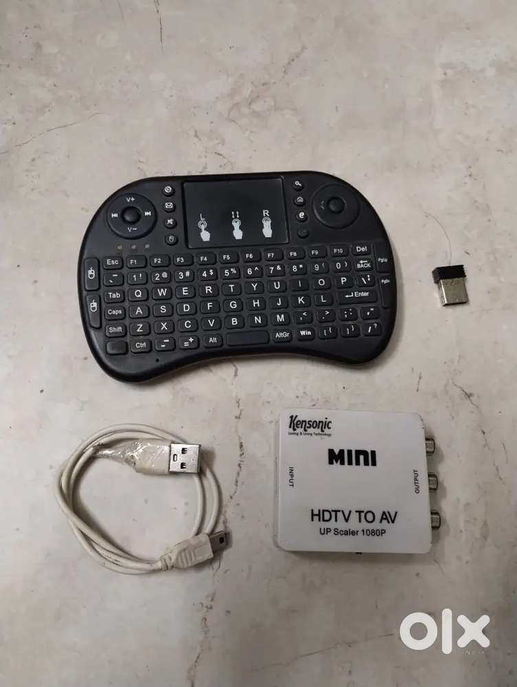 Wireless keyboard and hd to av box full running condition