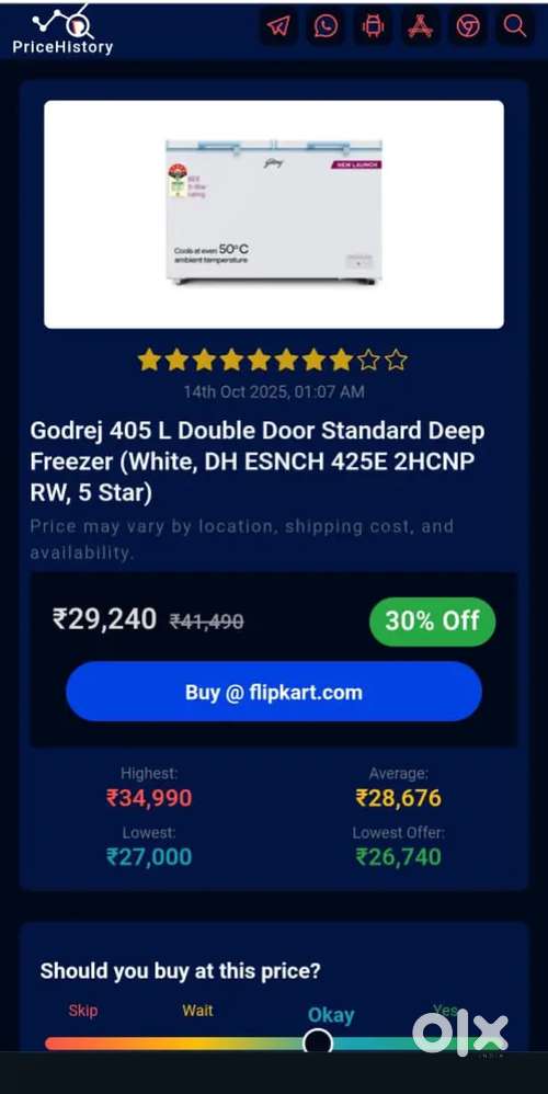 Godrej 384L double door deep freezer