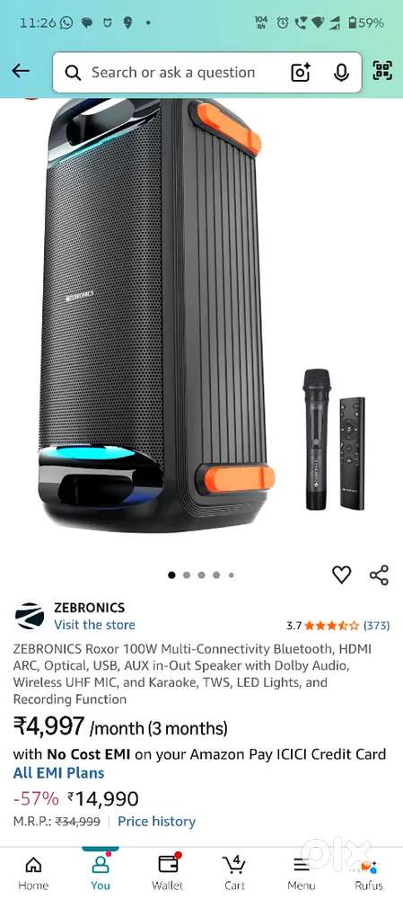 ZEBRONICS Roxor 100W Multi-Connectivity party speaker