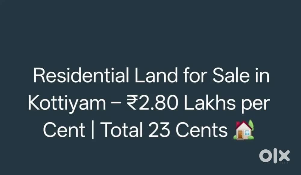 23 cent land for sale -kottiyam.  2.80 lakhs per cent