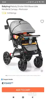 Babyhug Stroller with reversible Handle and canopy