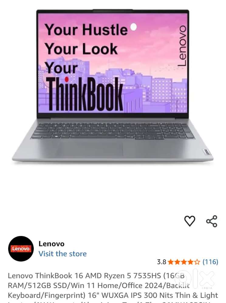 Lenovo Thinkbook 16 ryzen 5 7535HS 16gb ram only 6 months