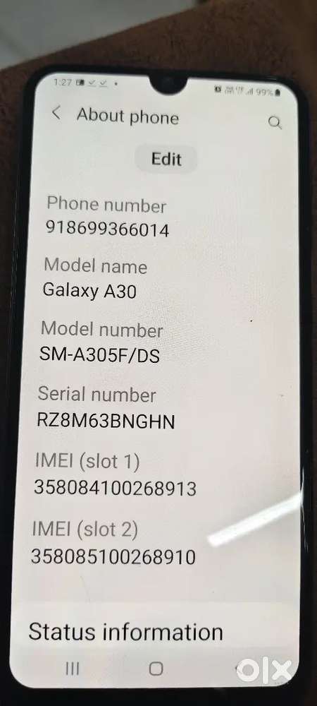 SAMSUNG A30 4GB RAM 64 GB ROM