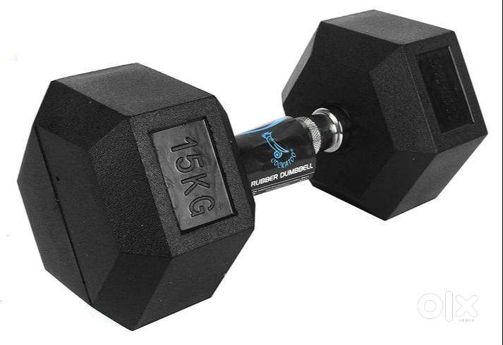 COCKATOO Rubber Hex Dumbbell 15KG – Fixed Weight  Top Quality