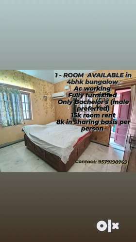 1 - room available in 4bhk bungalow Porvorim, GoaFully furnished (AC, Fridge, washing machine, TV, u...