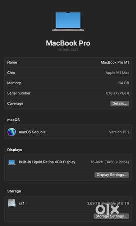 8TB Macbook PRO M1 Max