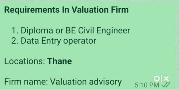 Jobs for valuation  (salary no bar for right candidate)