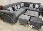 Strypes model l shape sofa set with golden strips in STARF