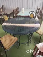 Metal+glass dining table on rent