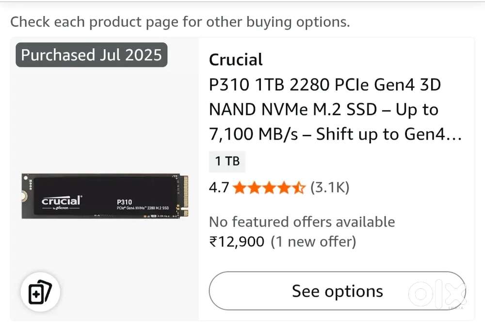 1TB SSD Crucial P310 Gen4 NVMe M.2 - Laptop